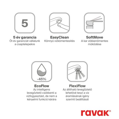 Eleganta álló mosdócsaptelep 220 mm leeresztő nélkül EL 014.20GB, grafit