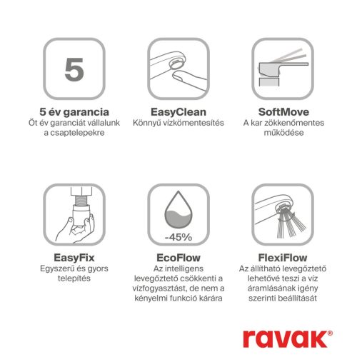 Eleganta álló mosdócsaptelep BeCool 335 mm leeresztő nélkül EL 015.11WV, White Velvet