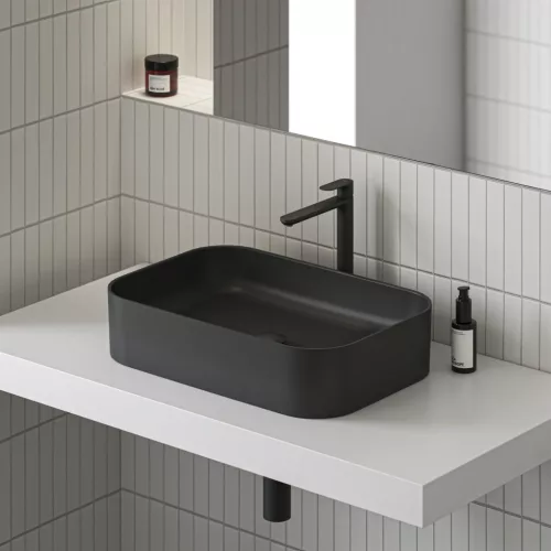 Eleganta álló mosdócsaptelep BeCool 335 mm leeresztő nélkül EL 015.21BLM, matt fekete