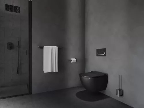 Chrome CR II 410.20BLM WC-kefe-tartó kefével és tartállyal, matt fekete