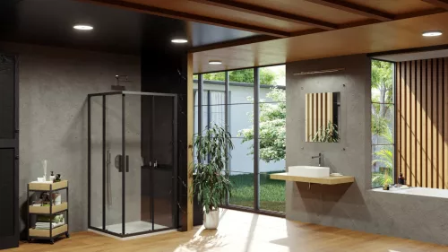 Blix Slim BLSRV2 90x90 zuhanykabin fekete+transparent