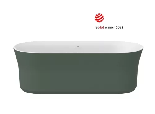 Ypsilon 180x80, akrilkád, Grey Green/fehér, szabadonálló, fehér/fekete/króm lefolyó