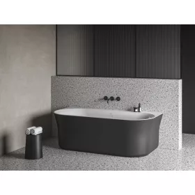   Ypsilon Wall 178x86, akrilkád, fekete/fehér, szabadonálló, fekete/fehér/króm lefolyó