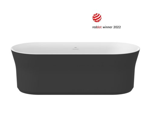 Ypsilon 180x80, akrilkád, fekete/fehér, szabadonálló, fekete/fehér/króm lefolyó