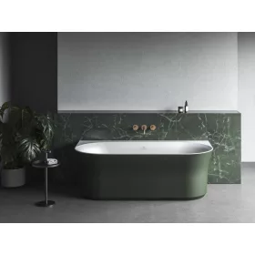   Ypsilon Wall 178x86, akrilkád, Grey Green/fehér, szabadonálló, fehér/fekete/króm lefolyó