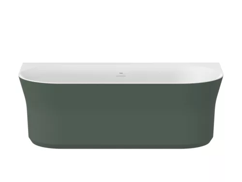 Ypsilon Wall 178x86, akrilkád, Grey Green/fehér, szabadonálló, fehér/fekete/króm lefolyó