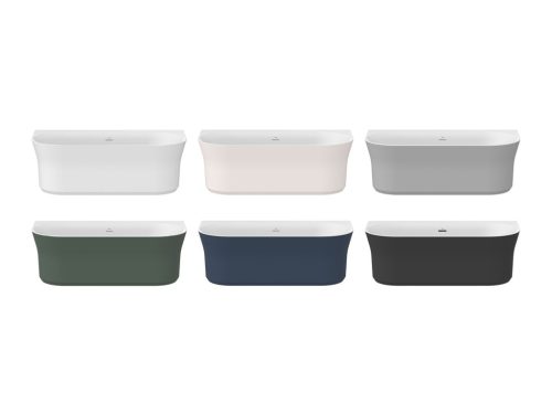 Ypsilon Wall 178x86, akrilkád, Grey Green/fehér, szabadonálló, fehér/fekete/króm lefolyó