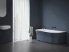 Ypsilon Wall 178x86, akrilkád, Deepsea Blue/fehér, szabadonálló, fehér/fekete/króm lefolyó