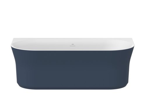 Ypsilon Wall 178x86, akrilkád, Deepsea Blue/fehér, szabadonálló, fehér/fekete/króm lefolyó