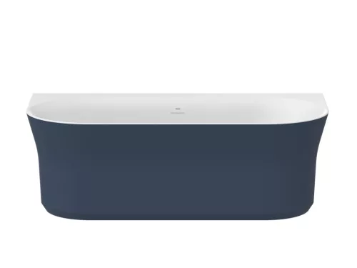 Ypsilon Wall 178x86, akrilkád, Deepsea Blue/fehér, szabadonálló, fehér/fekete/króm lefolyó