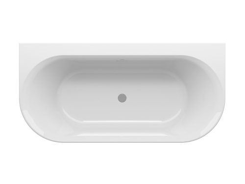 Ypsilon Wall 178x86, akrilkád, Deepsea Blue/fehér, szabadonálló, fehér/fekete/króm lefolyó