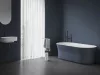 Ypsilon 180x80, akrilkád, Deepsea Blue/fehér, szabadonálló, fehér/fekete/króm lefolyó