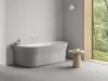 Ypsilon Wall 178x86, akrilkád, Smoke Grey/fehér, szabadonálló, fehér/fekete/króm lefolyó