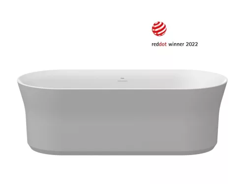 Ypsilon 180x80, akrilkád, Smoke Grey/fehér, szabadonálló, fehér/fekete/króm lefolyó