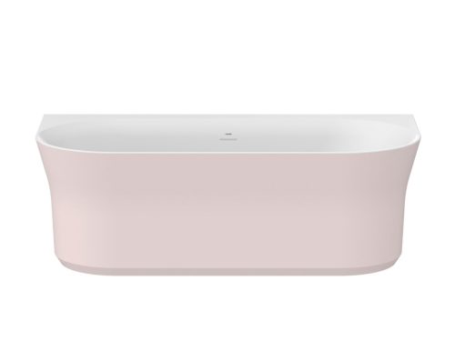 Ypsilon Wall 178x86, akrilkád, Alabaster Pink/fehér, szabadonálló, fehér/fekete/króm lefolyó