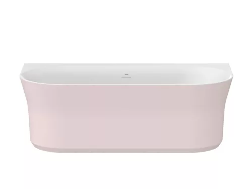 Ypsilon Wall 178x86, akrilkád, Alabaster Pink/fehér, szabadonálló, fehér/fekete/króm lefolyó