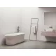 Ypsilon 180x80, akrilkád, Alabaster Pink/fehér, szabadonálló, fehér/fekete/króm lefolyó