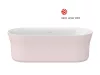 Ypsilon 180x80, akrilkád, Alabaster Pink/fehér, szabadonálló, fehér/fekete/króm lefolyó