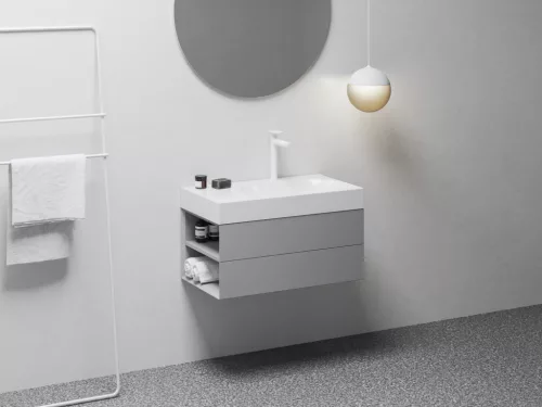 Lite 80/60 mosdó bal fehér, túlfolyó nélkül, csaptelep furattal